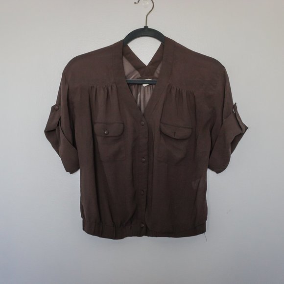Mind Code brown sheer top - Picture 1 of 3